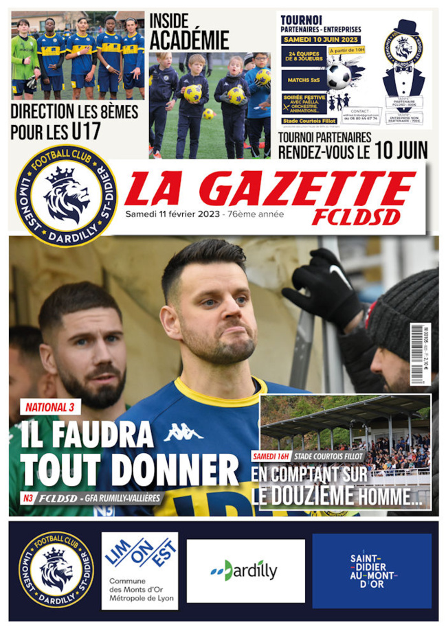 GAZETTE du FCLDSD - A la UNE samedi 11 janvier