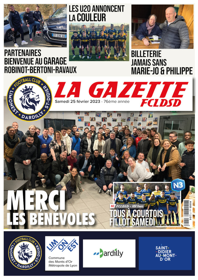 GAZETTE du FCLDSD - A la UNE samedi 25 janvier