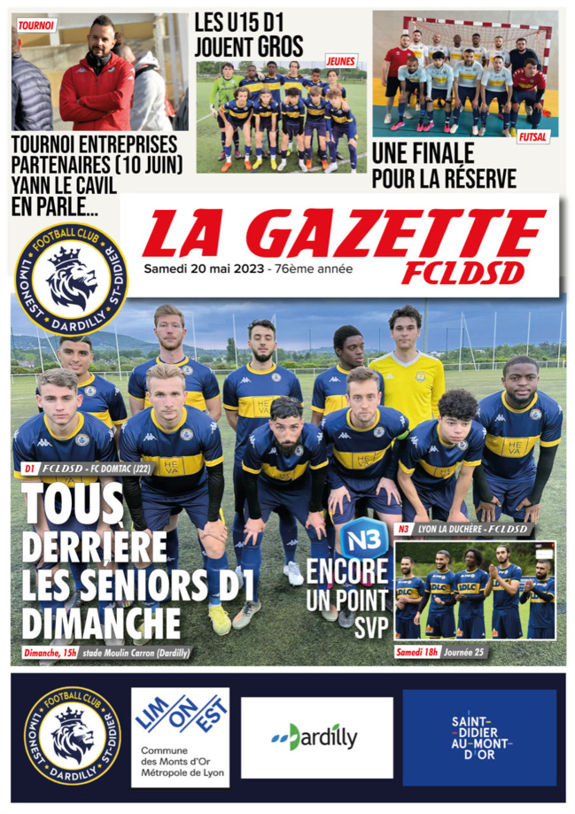 GAZETTE FCLDSD - A la UNE samedi 20 mai...