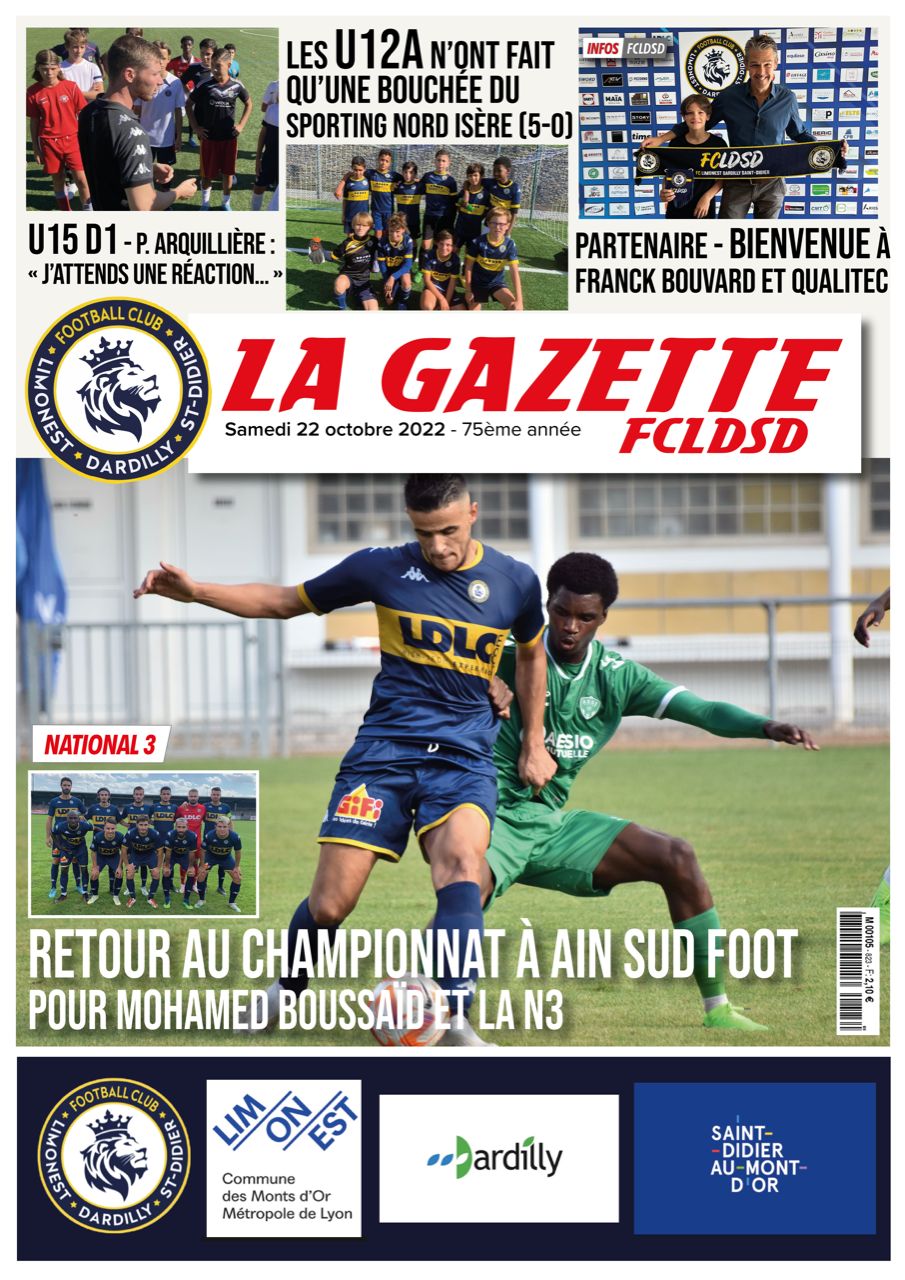 La GAZETTE du FCLDSD - A la UNE (21 octobre 2022)