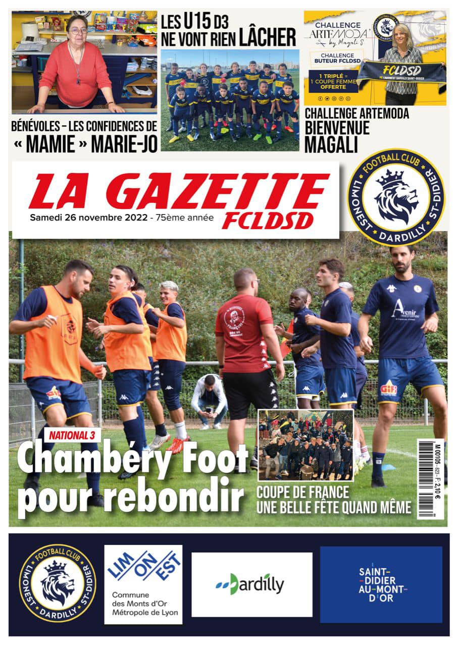 La GAZETTE du FCLDSD - A la UNE samedi 26 novembre