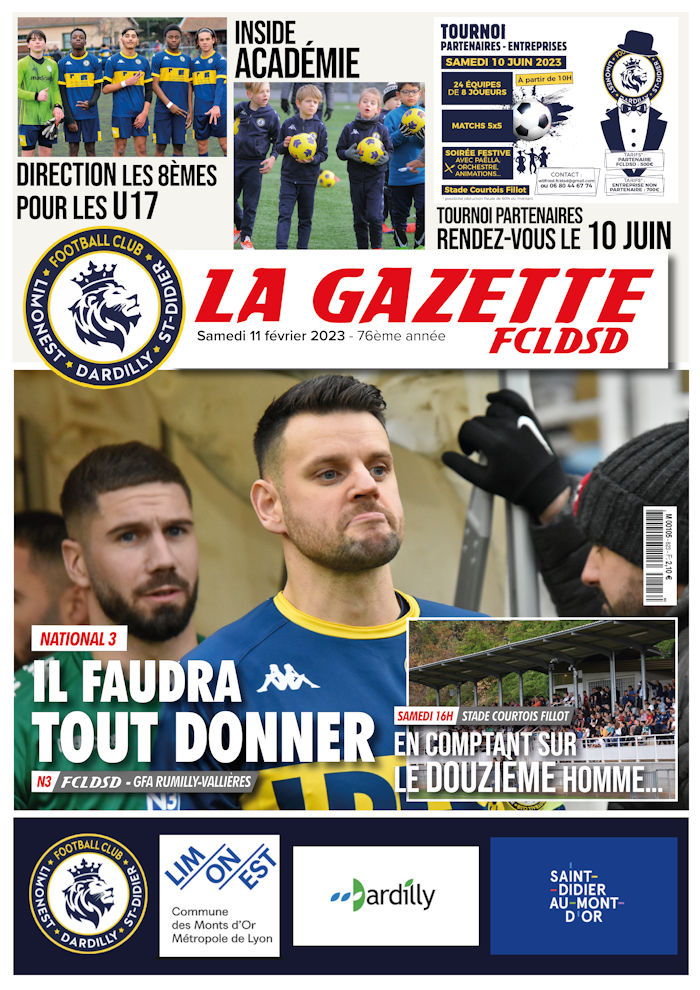 GAZETTE du FCLDSD - A la UNE samedi 11 janvier