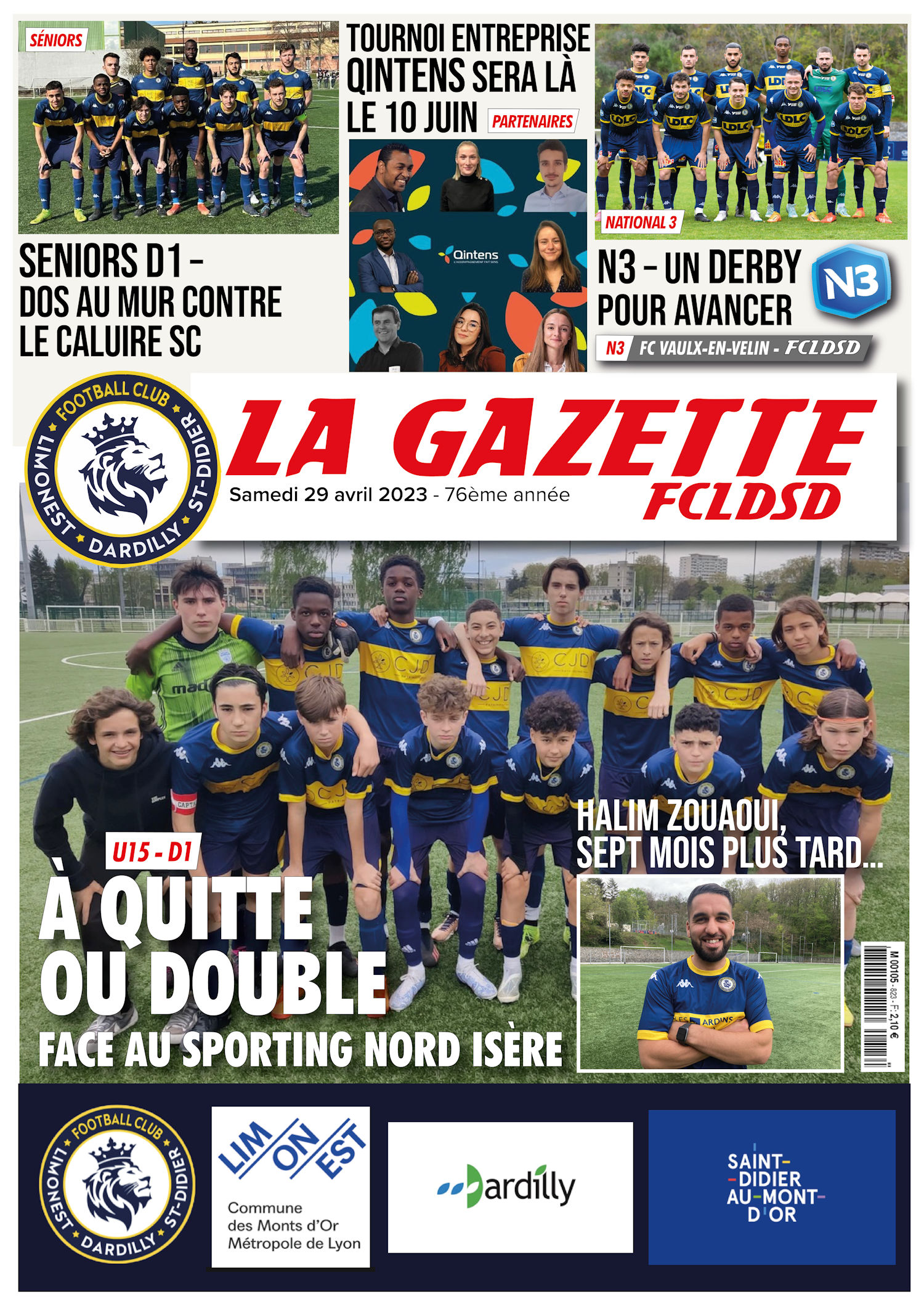 GAZETTE FCLDSD - A la UNE samedi 29 avril