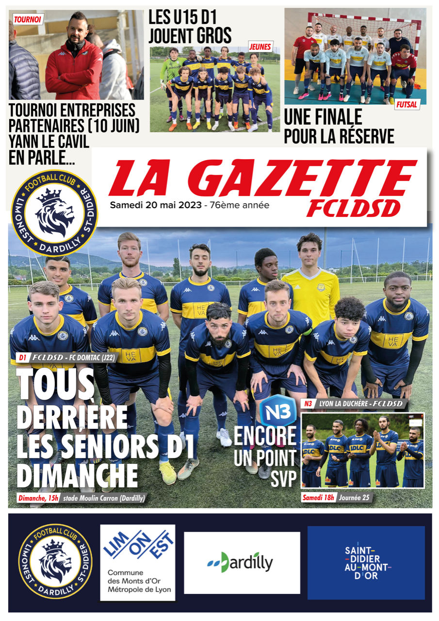 GAZETTE FCLDSD - A la UNE samedi 20 mai...